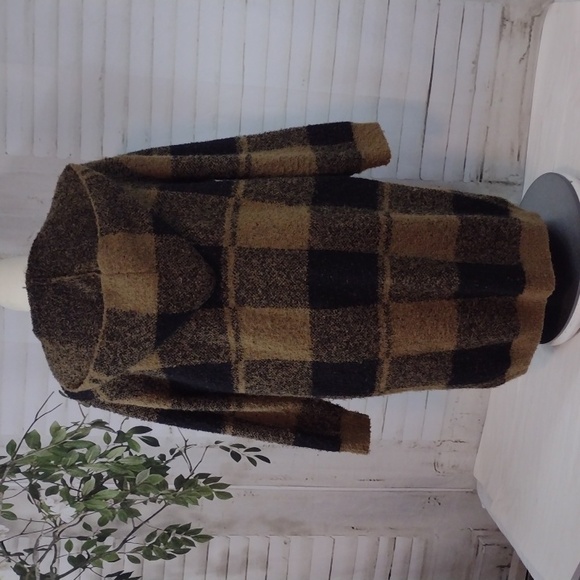 Polagram Oversized Hooded Cardigan in Black and Tan Size M - Picture 5 of 6